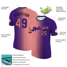 Загрузить изображение в средство просмотра галереи, Custom Purple Medium Pink-Black Gradient Fashion Performance T-Shirt
