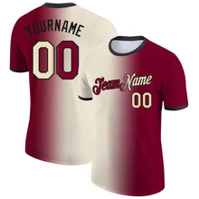Загрузить изображение в средство просмотра галереи, Custom Maroon Cream-Black Gradient Fashion Performance T-Shirt
