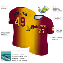 Загрузить изображение в средство просмотра галереи, Custom Maroon Gold-Black Gradient Fashion Performance T-Shirt
