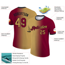 Загрузить изображение в средство просмотра галереи, Custom Maroon Old Gold-Black Gradient Fashion Performance T-Shirt
