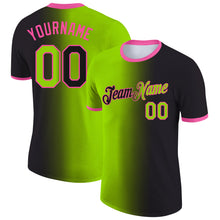 Load image into Gallery viewer, Custom Black Neon Green-Pink Gradient Fashion Performance T-Shirt
