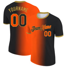 Загрузить изображение в средство просмотра галереи, Custom Black Orange-Old Gold Gradient Fashion Performance T-Shirt

