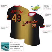 Load image into Gallery viewer, Custom Black Old Gold-Red Gradient Fashion Performance T-Shirt
