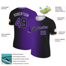 Load image into Gallery viewer, Custom Black Purple-Gray Gradient Fashion Performance T-Shirt
