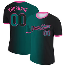 Загрузить изображение в средство просмотра галереи, Custom Black Teal-Pink Gradient Fashion Performance T-Shirt
