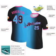 Загрузить изображение в средство просмотра галереи, Custom Black Sky Blue-Pink Gradient Fashion Performance T-Shirt
