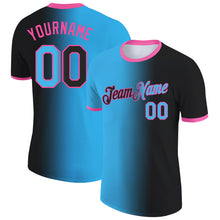 Загрузить изображение в средство просмотра галереи, Custom Black Sky Blue-Pink Gradient Fashion Performance T-Shirt
