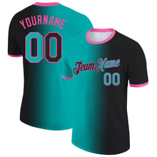 Charger l&#39;image dans la galerie, Custom Black Aqua-Pink Gradient Fashion Performance T-Shirt
