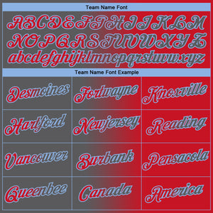 Custom Red Steel Gray-Light Blue Gradient Fashion Performance T-Shirt