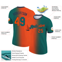 Load image into Gallery viewer, Custom Teal Orange-Navy Gradient Fashion Performance T-Shirt
