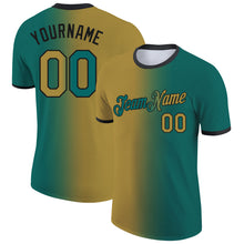 Load image into Gallery viewer, Custom Teal Old Gold-Black Gradient Fashion Performance T-Shirt
