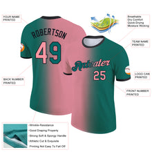 Load image into Gallery viewer, Custom Teal Medium Pink-Black Gradient Fashion Performance T-Shirt
