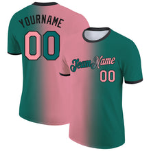 Load image into Gallery viewer, Custom Teal Medium Pink-Black Gradient Fashion Performance T-Shirt
