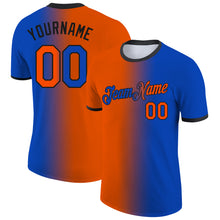 Charger l&#39;image dans la galerie, Custom Thunder Blue Orange-Black Gradient Fashion Performance T-Shirt
