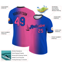 Charger l&#39;image dans la galerie, Custom Thunder Blue Pink-Black Gradient Fashion Performance T-Shirt
