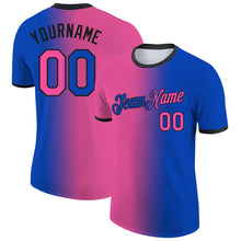 Charger l&#39;image dans la galerie, Custom Thunder Blue Pink-Black Gradient Fashion Performance T-Shirt

