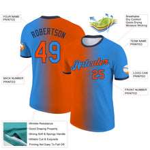 Load image into Gallery viewer, Custom Powder Blue Orange-Navy Gradient Fashion Performance T-Shirt
