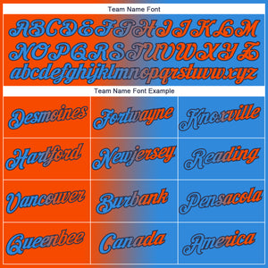 Custom Powder Blue Orange-Navy Gradient Fashion Performance T-Shirt