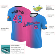 Load image into Gallery viewer, Custom Powder Blue Pink-Black Gradient Fashion Performance T-Shirt
