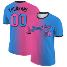 Load image into Gallery viewer, Custom Powder Blue Pink-Black Gradient Fashion Performance T-Shirt
