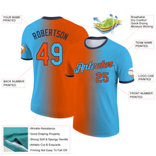 Load image into Gallery viewer, Custom Sky Blue Orange-Navy Gradient Fashion Performance T-Shirt
