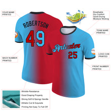 Load image into Gallery viewer, Custom Sky Blue Red-Black Gradient Fashion Performance T-Shirt
