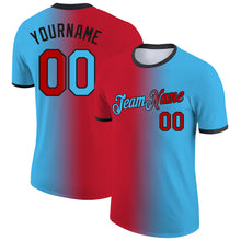 Load image into Gallery viewer, Custom Sky Blue Red-Black Gradient Fashion Performance T-Shirt

