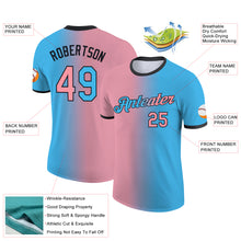 Load image into Gallery viewer, Custom Sky Blue Medium Pink-Black Gradient Fashion Performance T-Shirt
