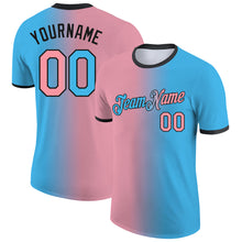 Load image into Gallery viewer, Custom Sky Blue Medium Pink-Black Gradient Fashion Performance T-Shirt
