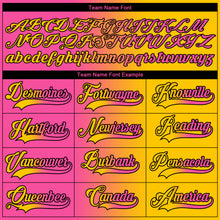 Charger l'image dans la galerie, Custom Yellow Pink-Black Gradient Fashion Hockey Lace Neck Jersey
