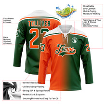 Загрузить изображение в средство просмотра галереи, Custom Green Orange-White Gradient Fashion Hockey Lace Neck Jersey
