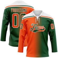 Загрузить изображение в средство просмотра галереи, Custom Green Orange-White Gradient Fashion Hockey Lace Neck Jersey
