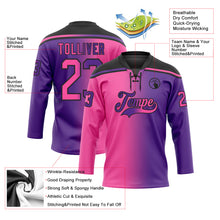 Load image into Gallery viewer, Custom Purple Pink-Black Gradient Fashion Hockey Lace Neck Jersey
