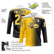 Charger l'image dans la galerie, Custom Black Yellow-White Gradient Fashion Hockey Lace Neck Jersey
