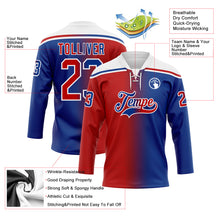 Load image into Gallery viewer, Custom Royal Red-White Gradient Fashion Hockey Lace Neck Jersey
