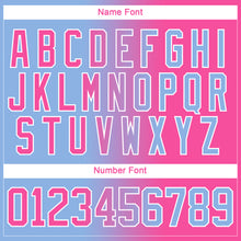 Laden Sie das Bild in den Galerie-Viewer, Custom Light Blue Pink-White Gradient Fashion Hockey Lace Neck Jersey
