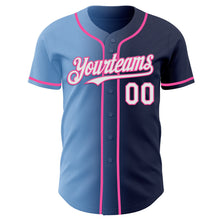 Load image into Gallery viewer, Custom Navy White Light Blue-Pink Authentic Gradient Fashion Baseball Jersey
