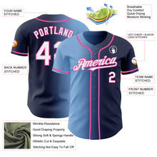 Load image into Gallery viewer, Custom Navy White Light Blue-Pink Authentic Gradient Fashion Baseball Jersey

