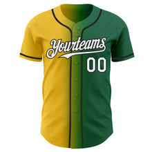 Charger l'image dans la galerie, Custom Kelly Green White Yellow-Black Authentic Gradient Fashion Baseball Jersey
