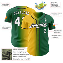Charger l'image dans la galerie, Custom Kelly Green White Yellow-Black Authentic Gradient Fashion Baseball Jersey
