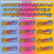 Charger l'image dans la galerie, Custom Gold Light Blue Pink-Black Authentic Gradient Fashion Baseball Jersey
