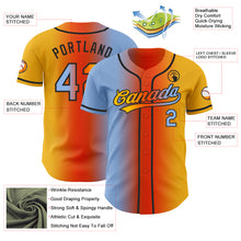 Load image into Gallery viewer, Custom Gold Light Blue Orange-Black Authentic Gradient Fashion Baseball Jersey
