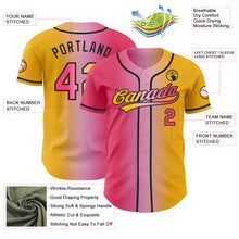Load image into Gallery viewer, Custom Gold Neon Pink Light Pink-Black Authentic Gradient Fashion Baseball Jersey
