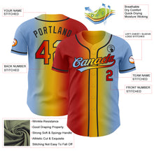 Load image into Gallery viewer, Custom Light Blue Red Yellow-Black Authentic Gradient Fashion Baseball Jersey
