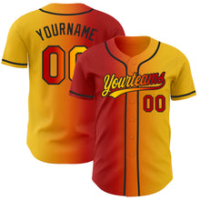 Charger l'image dans la galerie, Custom Yellow Red Bay Orange-Black Authentic Gradient Fashion Baseball Jersey
