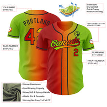 Load image into Gallery viewer, Custom Neon Green Red Bay Orange-Black Authentic Gradient Fashion Baseball Jersey
