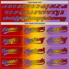 Load image into Gallery viewer, Custom Medium Purple Red Yellow-Black Authentic Gradient Fashion Baseball Jersey
