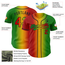 Load image into Gallery viewer, Custom Grass Green Red Yellow-Black Authentic Gradient Fashion Baseball Jersey
