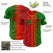 Laden Sie das Bild in den Galerie-Viewer, Custom Grass Green Red Orange-Black Authentic Gradient Fashion Baseball Jersey

