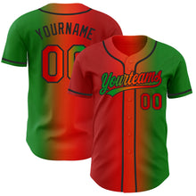 Laden Sie das Bild in den Galerie-Viewer, Custom Grass Green Red Orange-Black Authentic Gradient Fashion Baseball Jersey
